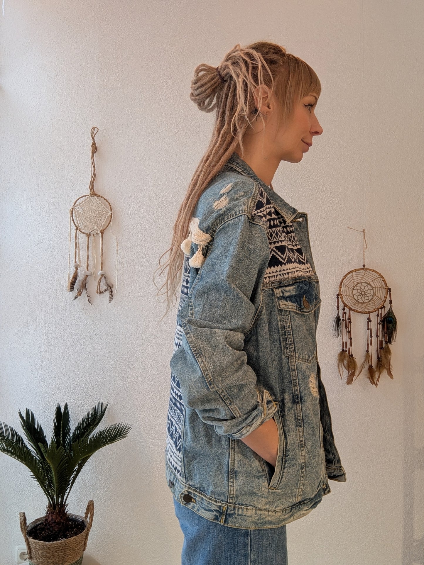 Vintage Jeans Jacke Boho Hippie Gr. M