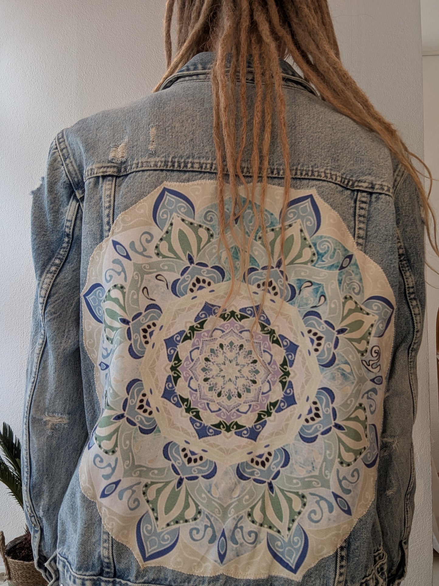 Vintage Jeansjacke Boho Mandala Gr. M/L