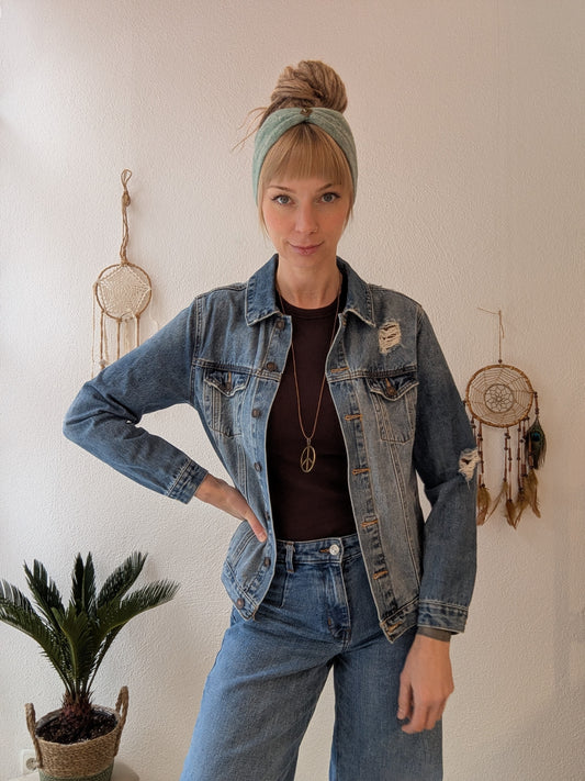 Vintage Jacke Boho Destroyed Atzteken Muster Gr. S