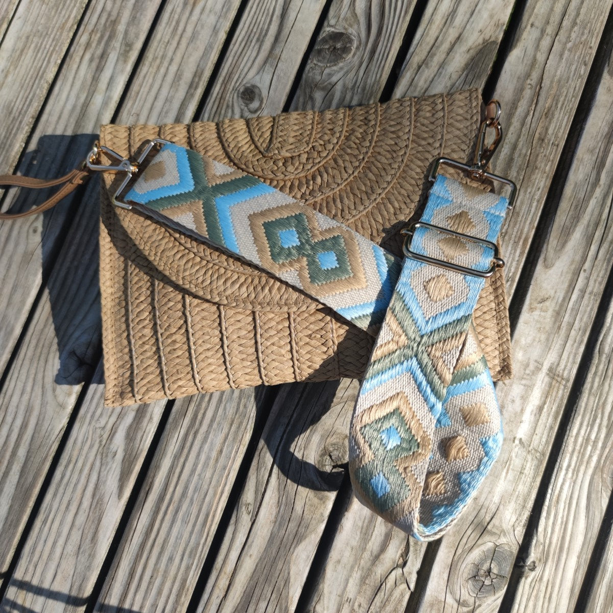 Beige Handtasche Serayi mit Hippie Taschenband