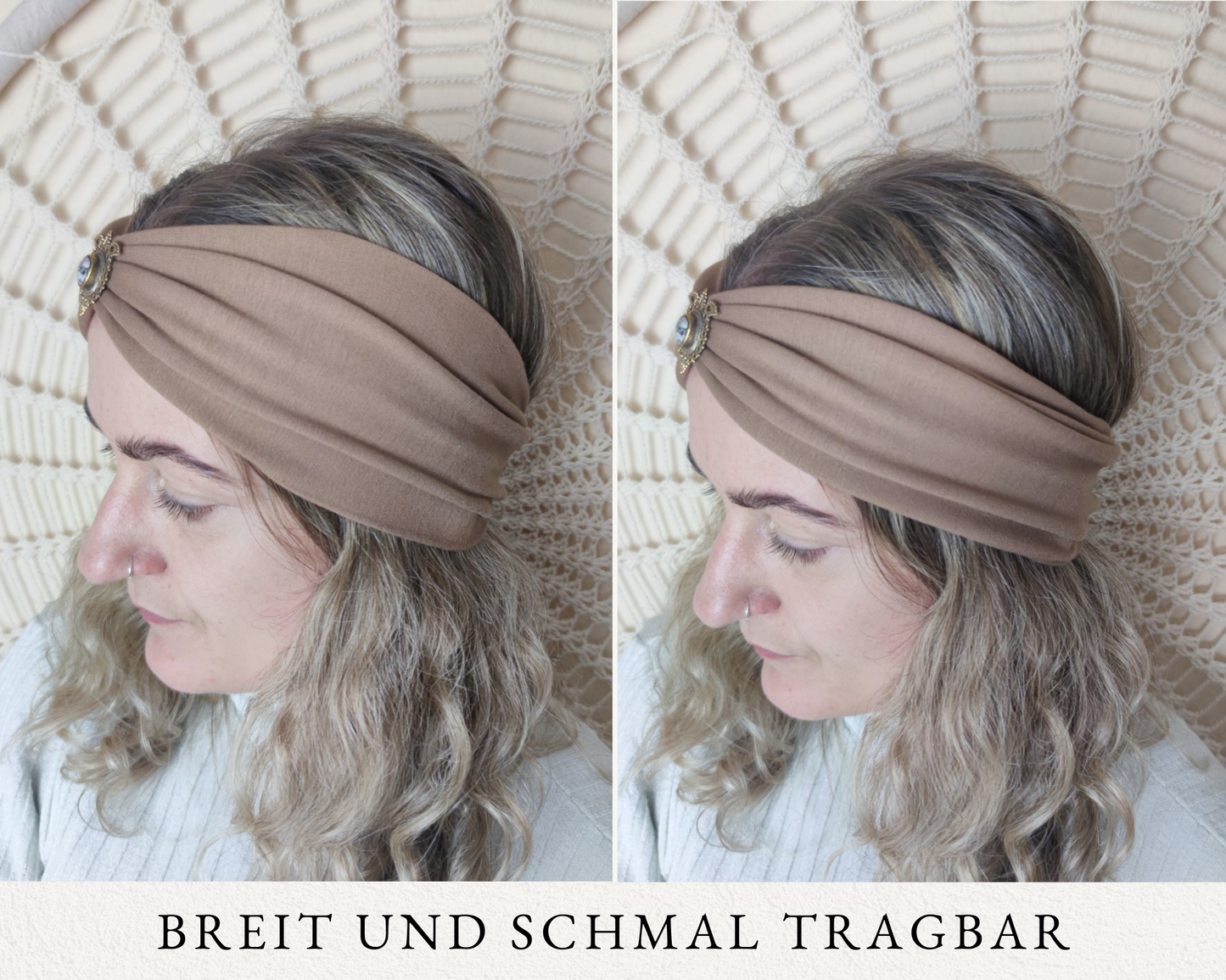 Love Yourself Haarband in Tannengrün - mit echten Edelsteinen verziert