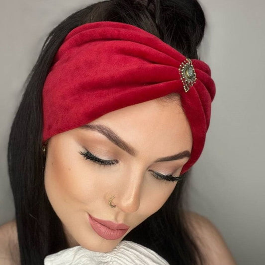 I LOVE YOU Haarband aus Samt in kirschrot - mit Edelsteinen verziert