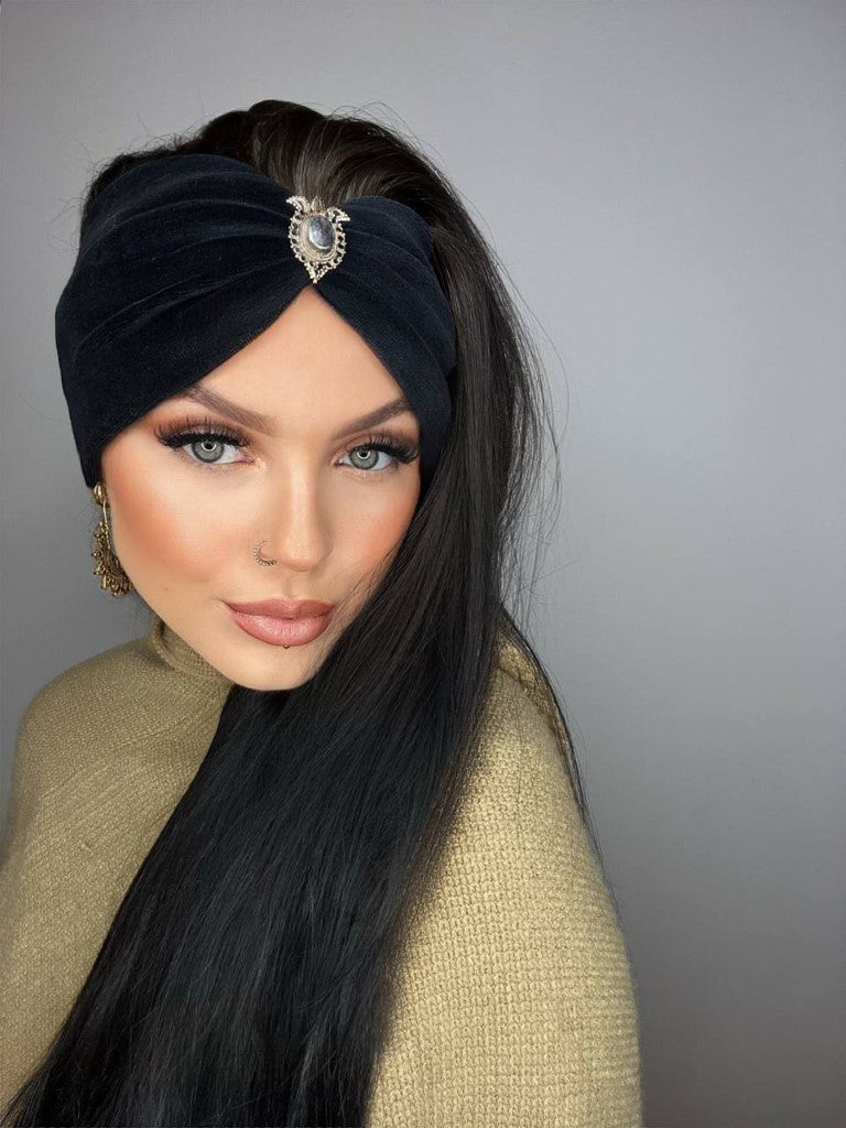 haarband damen, stirnband, haarband schwarz, kopfschmuck, haarschmuck, boho haarband, bohia, haarband mit stein, haarband mit edelstein, haarband samt, winter haarband