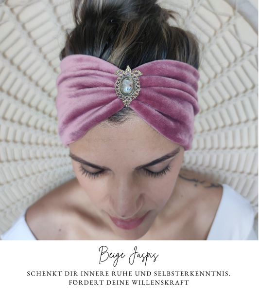 Love Yourself Samt Haarband rose - mit Edelsteinen verziert