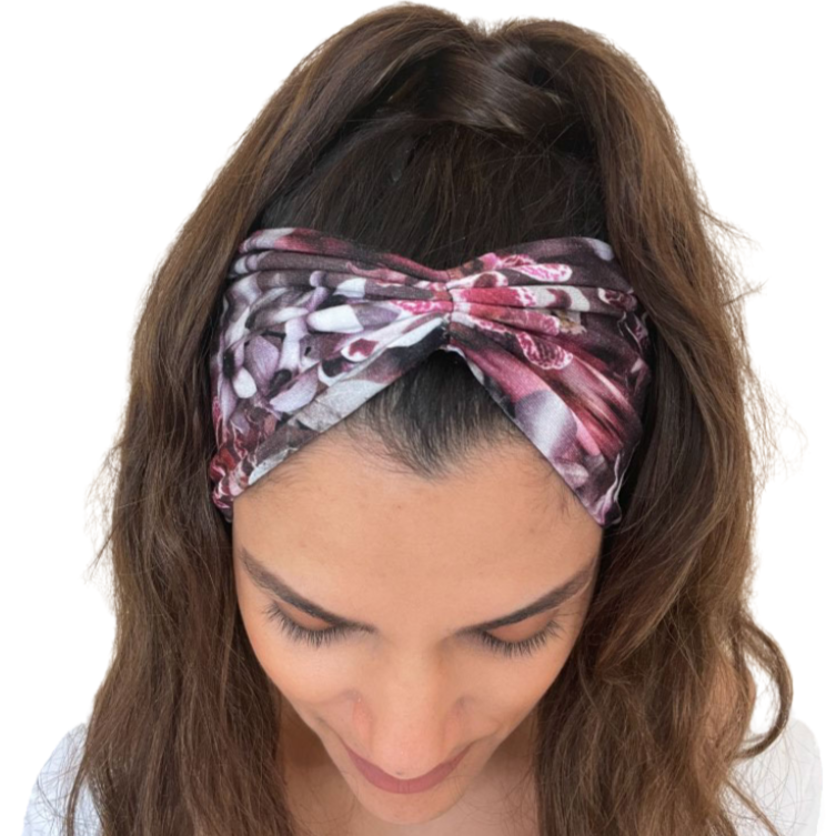 Jersey Basic Haarband Flowerpower in bordeaux
