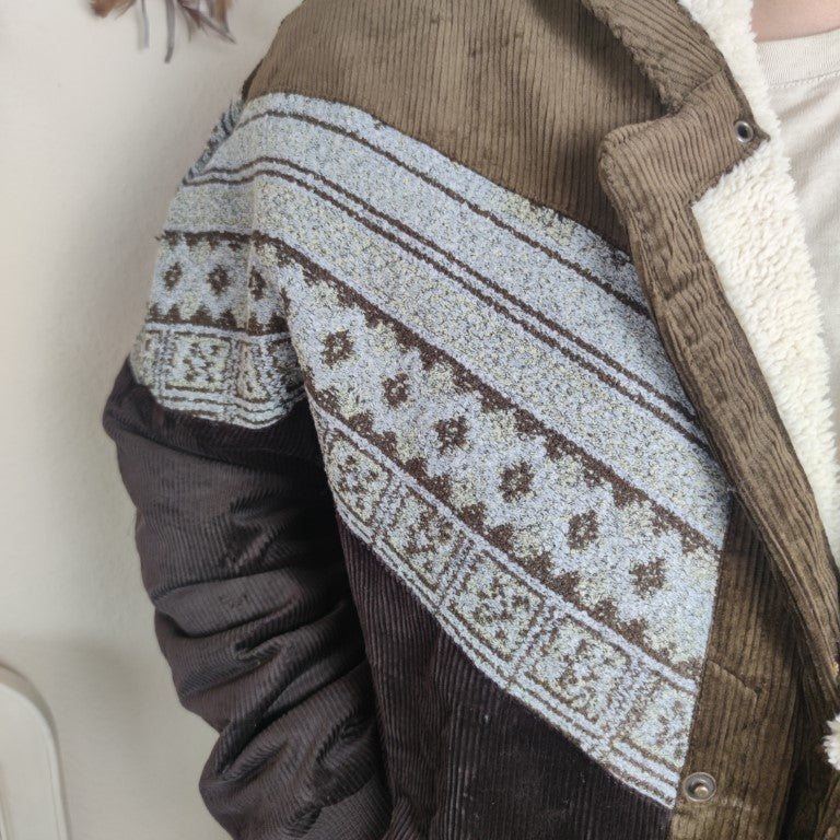 Navajo Bomberjacke Vintage Jacke aus Cord gefüttert 80er/90er Style - aus Vintage-Pullover Gr.54 in XL Oversize Men