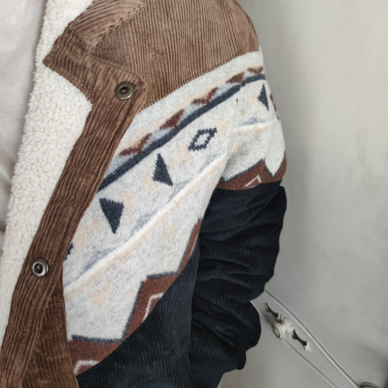 Navajo Bomberjacke Vintage Jacke aus Cord gefüttert 80er/90er Style - aus Vintage-Pullover Gr.54 in XL Oversize Men
