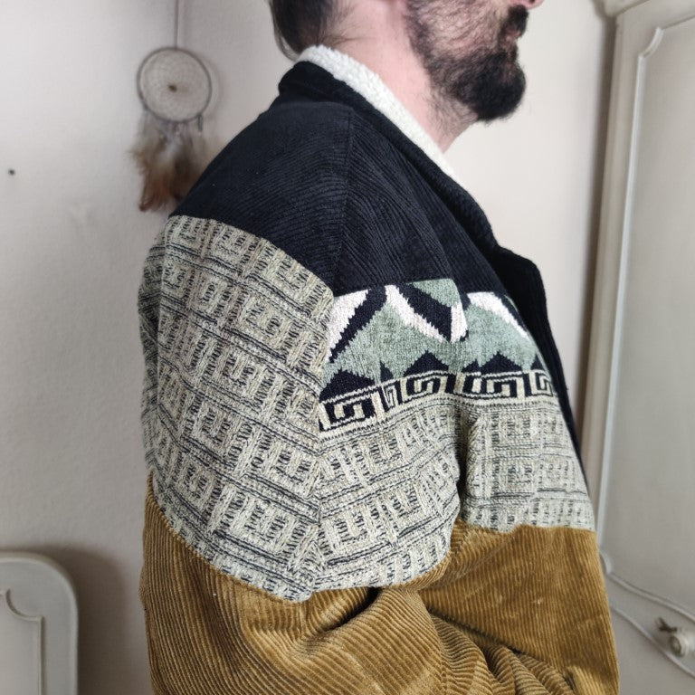 Navajo Bomberjacke Vintage Jacke aus Cord gefüttert 80er/90er Style - aus Vintage-Pullover Gr.54 in XL Oversize Men