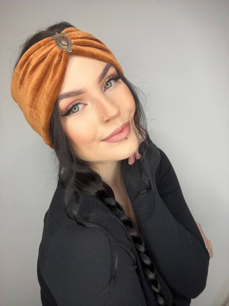 Strong Women Breitcord Haarband rost - mit Edelsteinen verziert